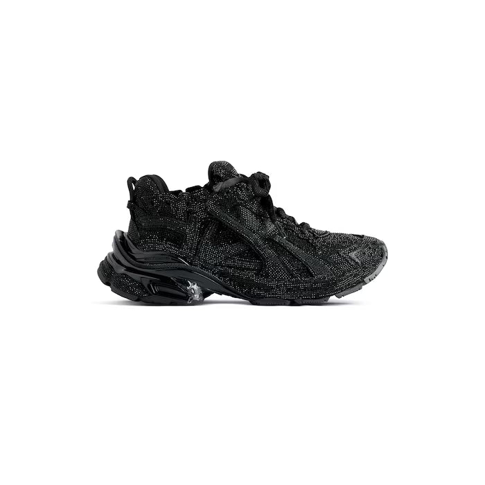 Men's Runner Sneaker With Rhinestones in Black