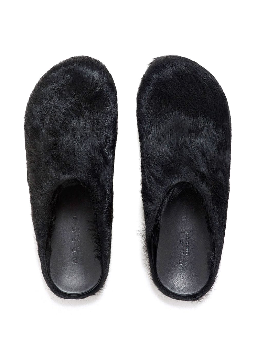 Black Fussbett calf-hair slippers