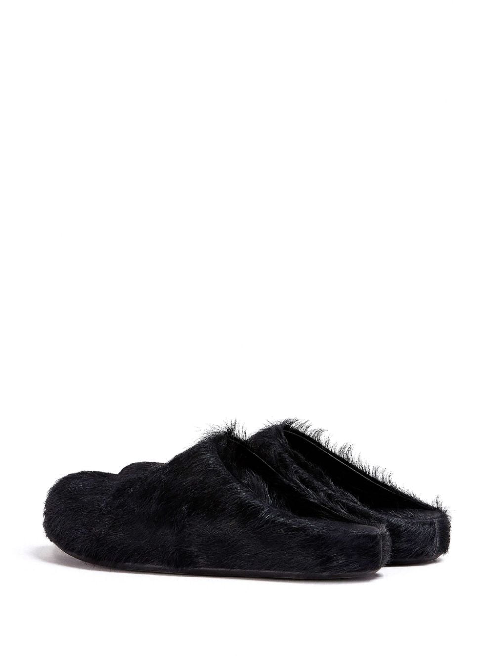 Black Fussbett calf-hair slippers