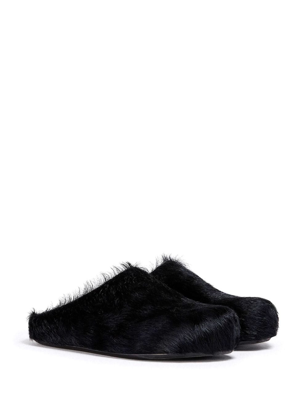 Black Fussbett calf-hair slippers