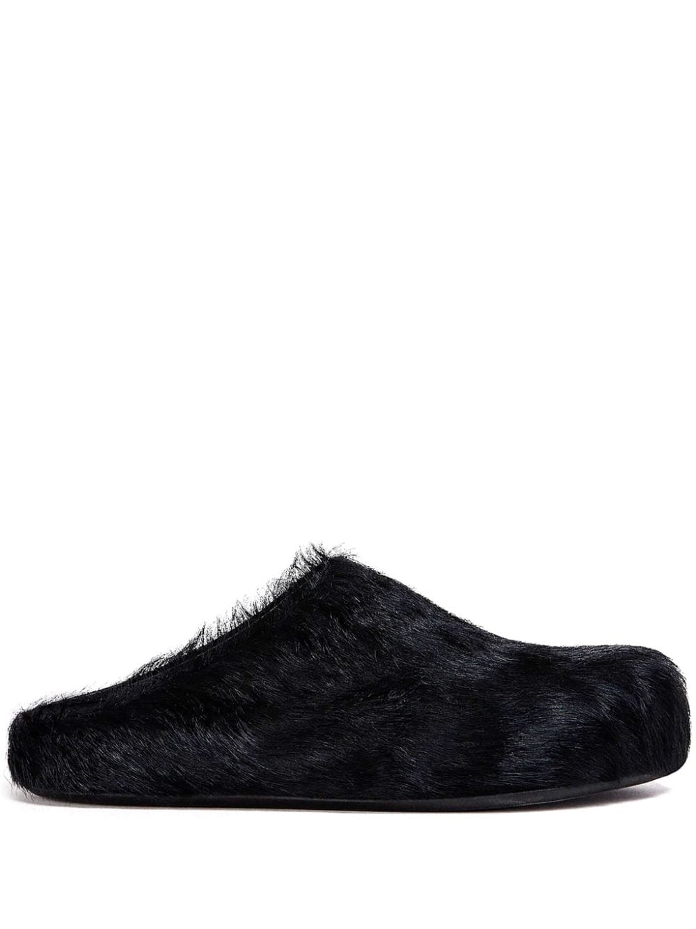 Black Fussbett calf-hair slippers