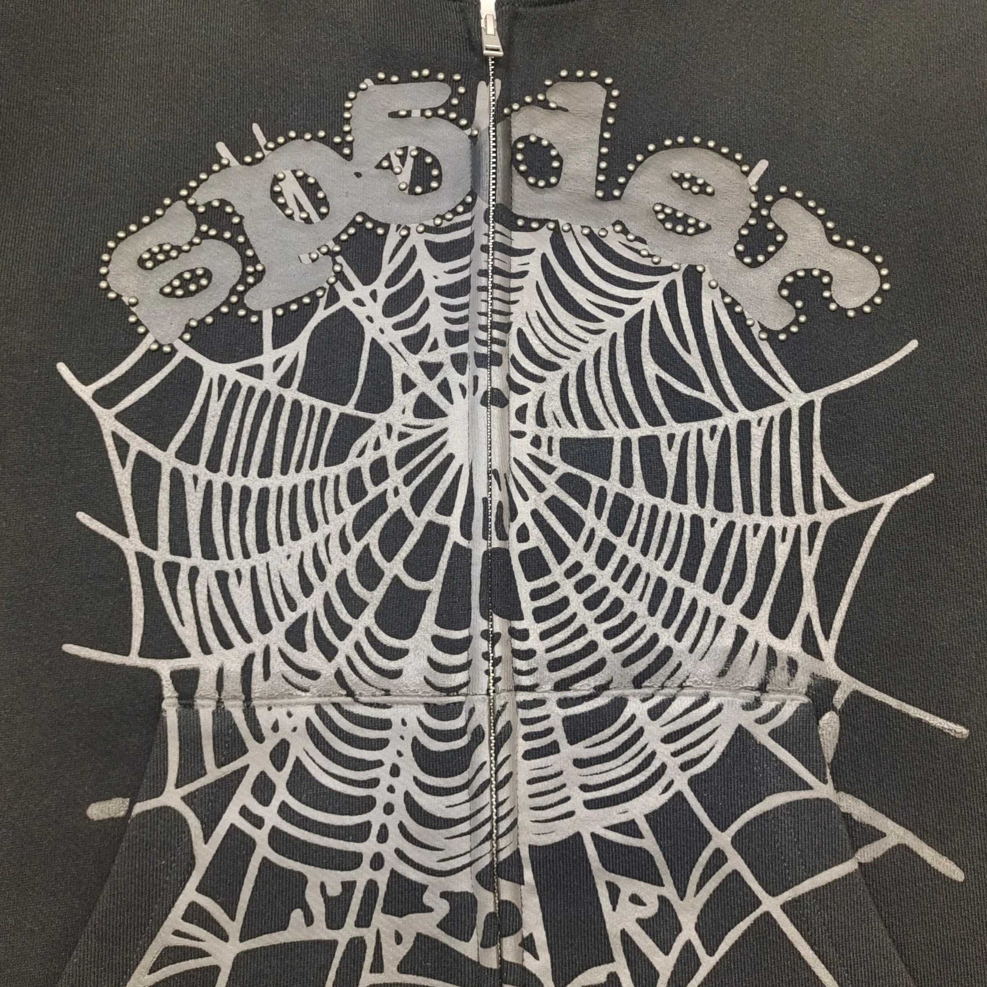 Sp5der Punk V3 Studded Hoodie Black