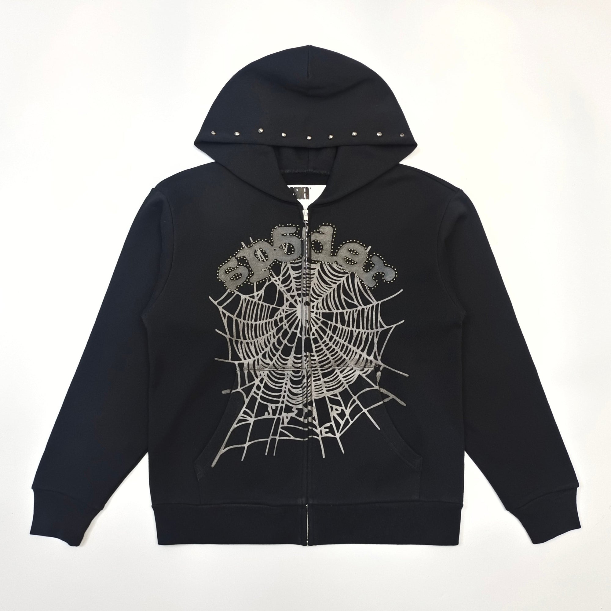 Sp5der Punk V3 Studded Hoodie Black