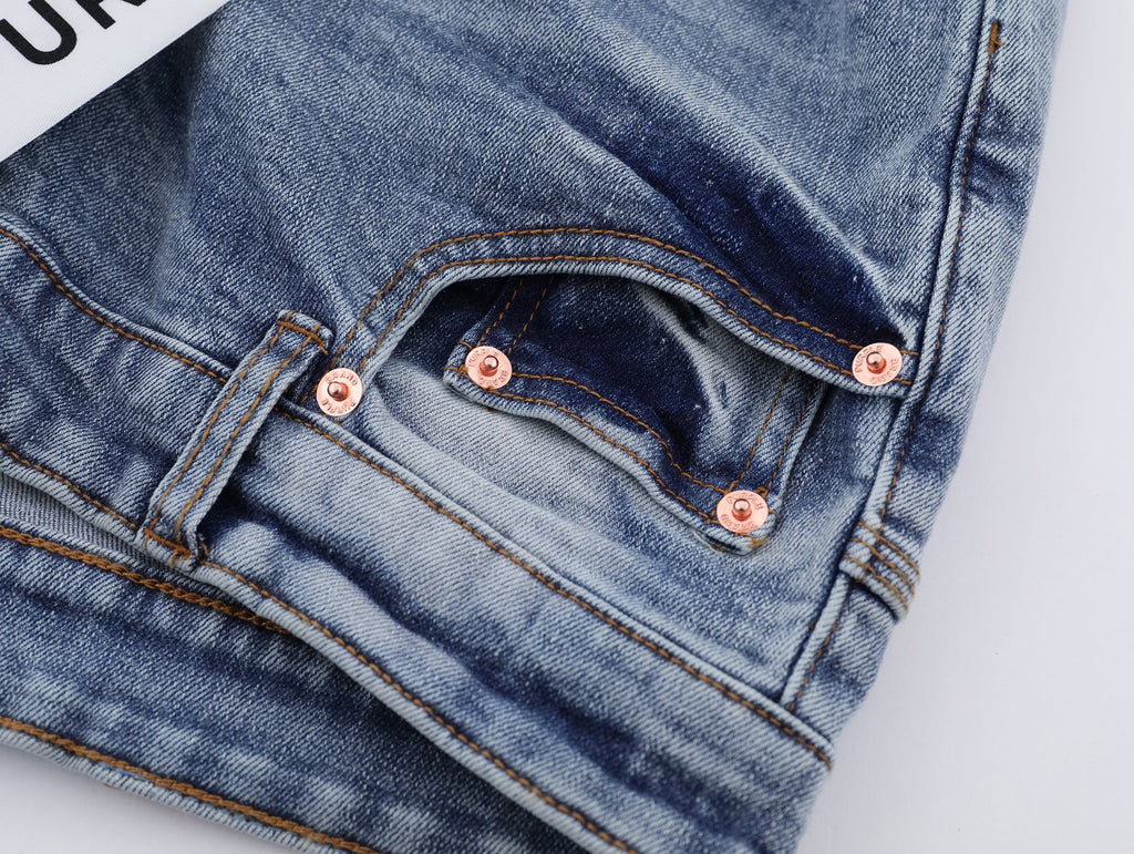 P117 Distressed Low Cuffed Jeans