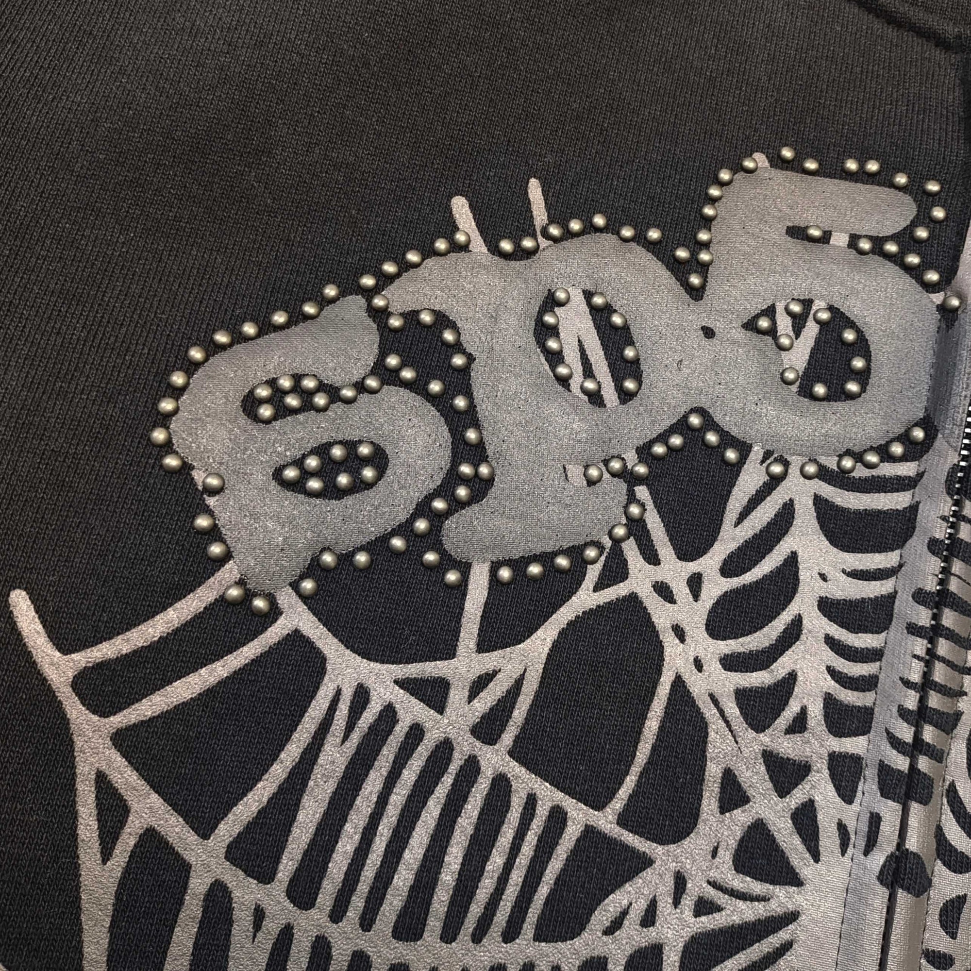 Sp5der Punk V3 Studded Hoodie Black