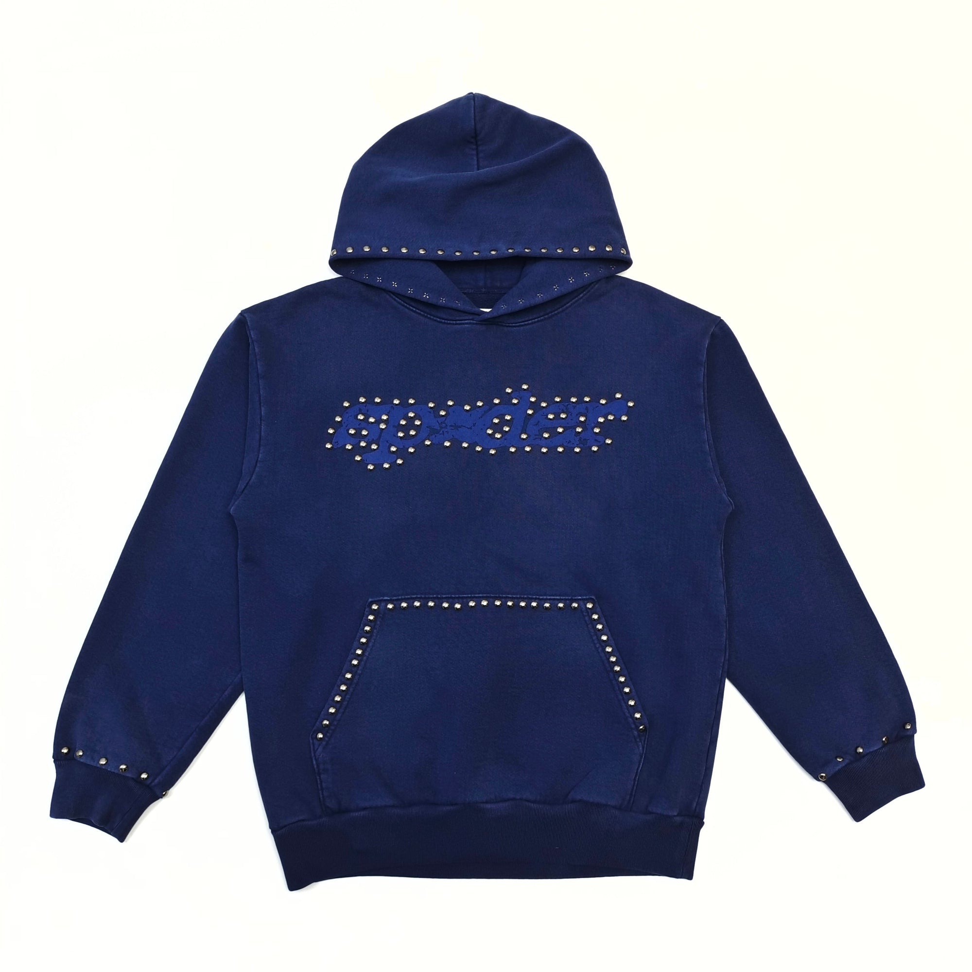 Sp5der Punk V3 Studded Hoodie  Blue