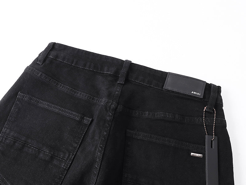 Amiri Blk MA Swirl Crystal Skinny Jeans