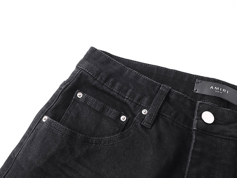 Amiri Blk MA Swirl Crystal Skinny Jeans