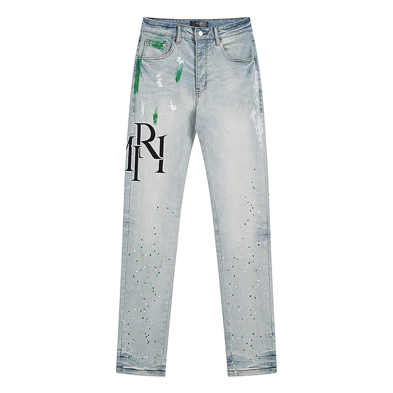 Amiri Staggered Logo Painted Jeans
