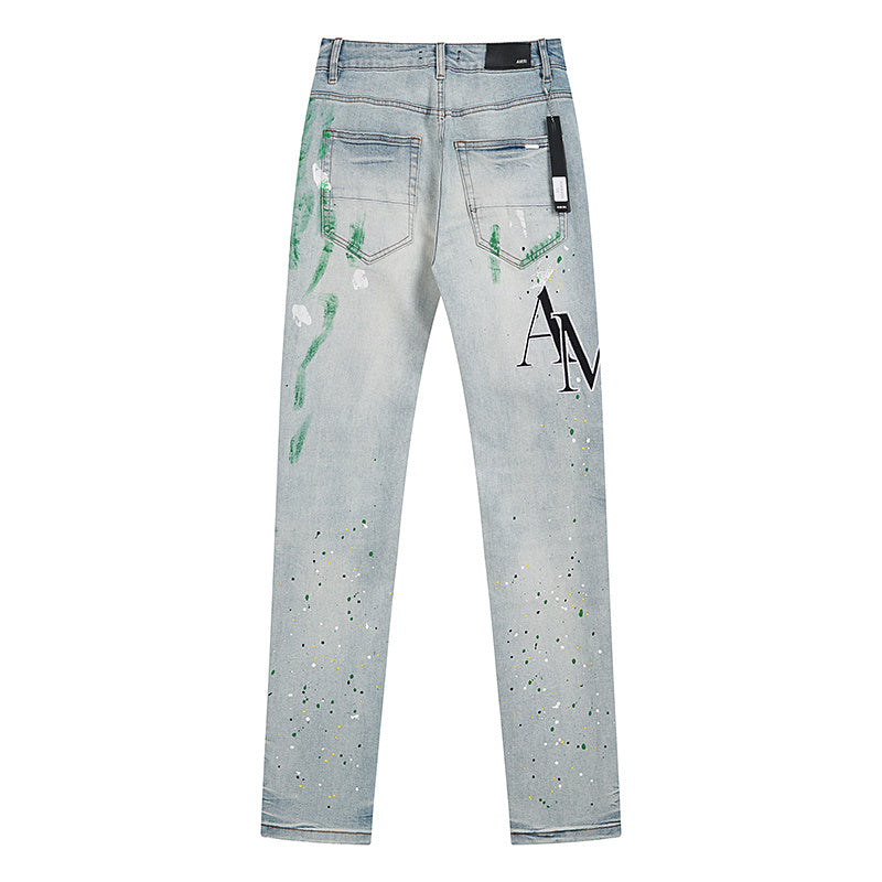 Amiri Staggered Logo Painted Jeans