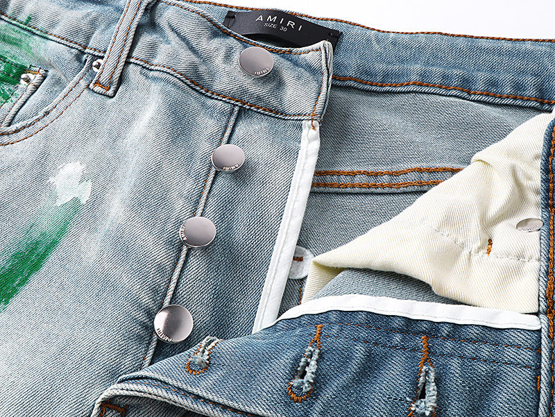 Amiri Staggered Logo Painted Jeans