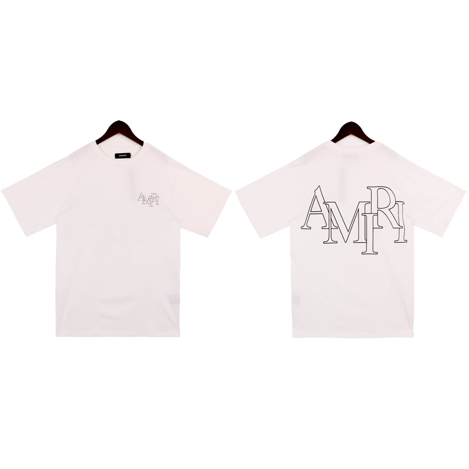AM 'Staggered Logo White' Tee