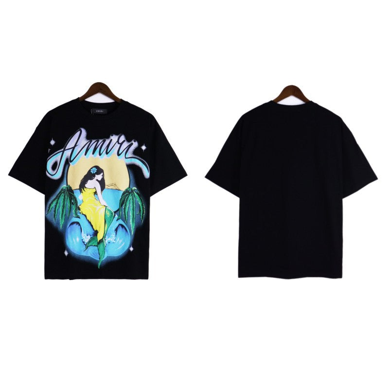 AM 'Tropical Painted' Black Tee
