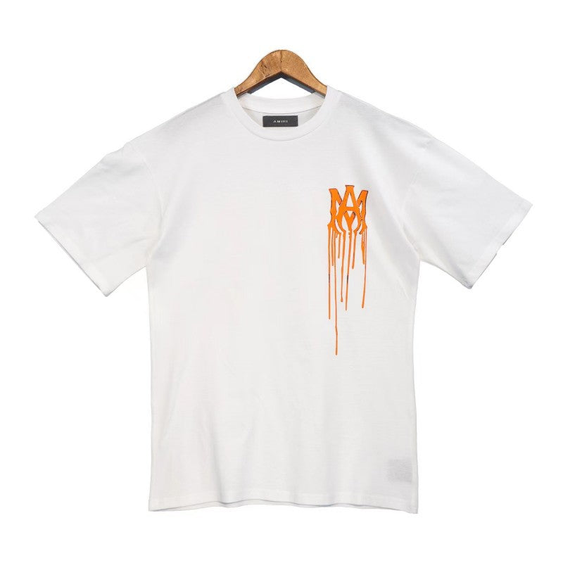 AM 'Orange Dripping' White Tee