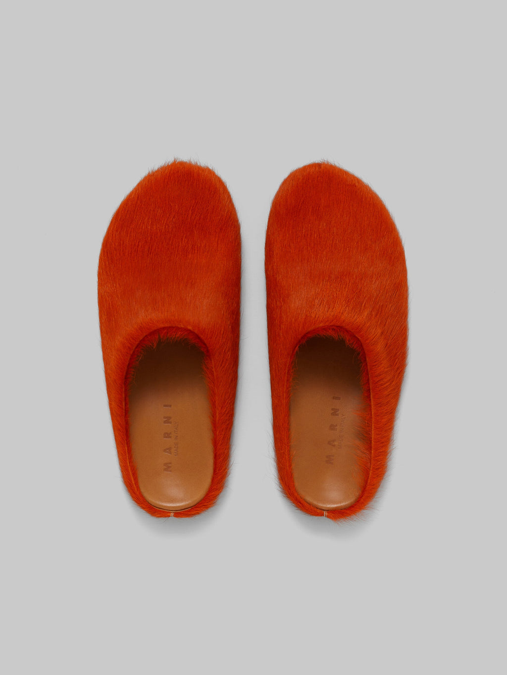 Brick Red Fussbett calf-hair slippers