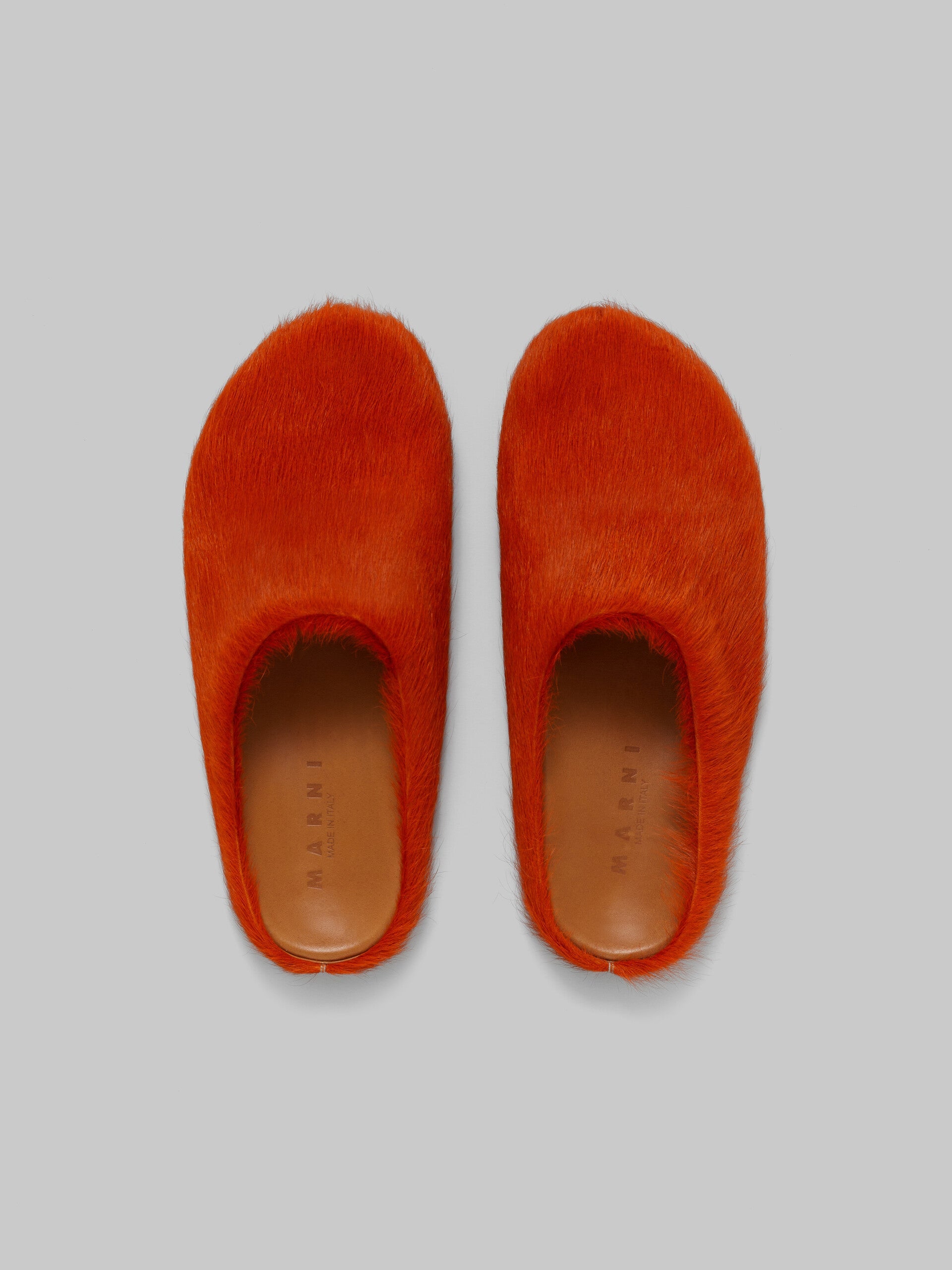 Brick Red Fussbett calf-hair slippers