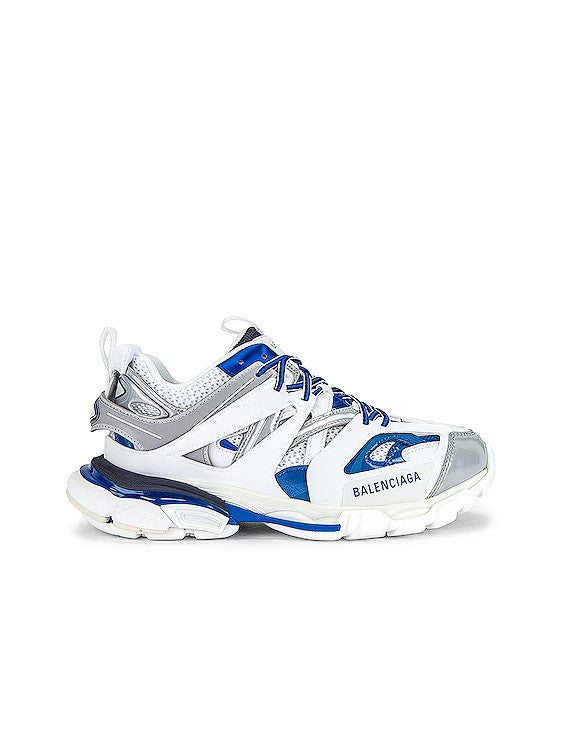 White and blue patent leather Track 3.0