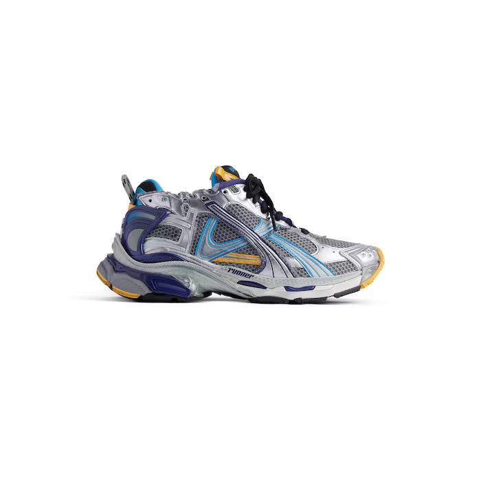 Men's Runner Sneaker in Grey/blue/orange/aqua