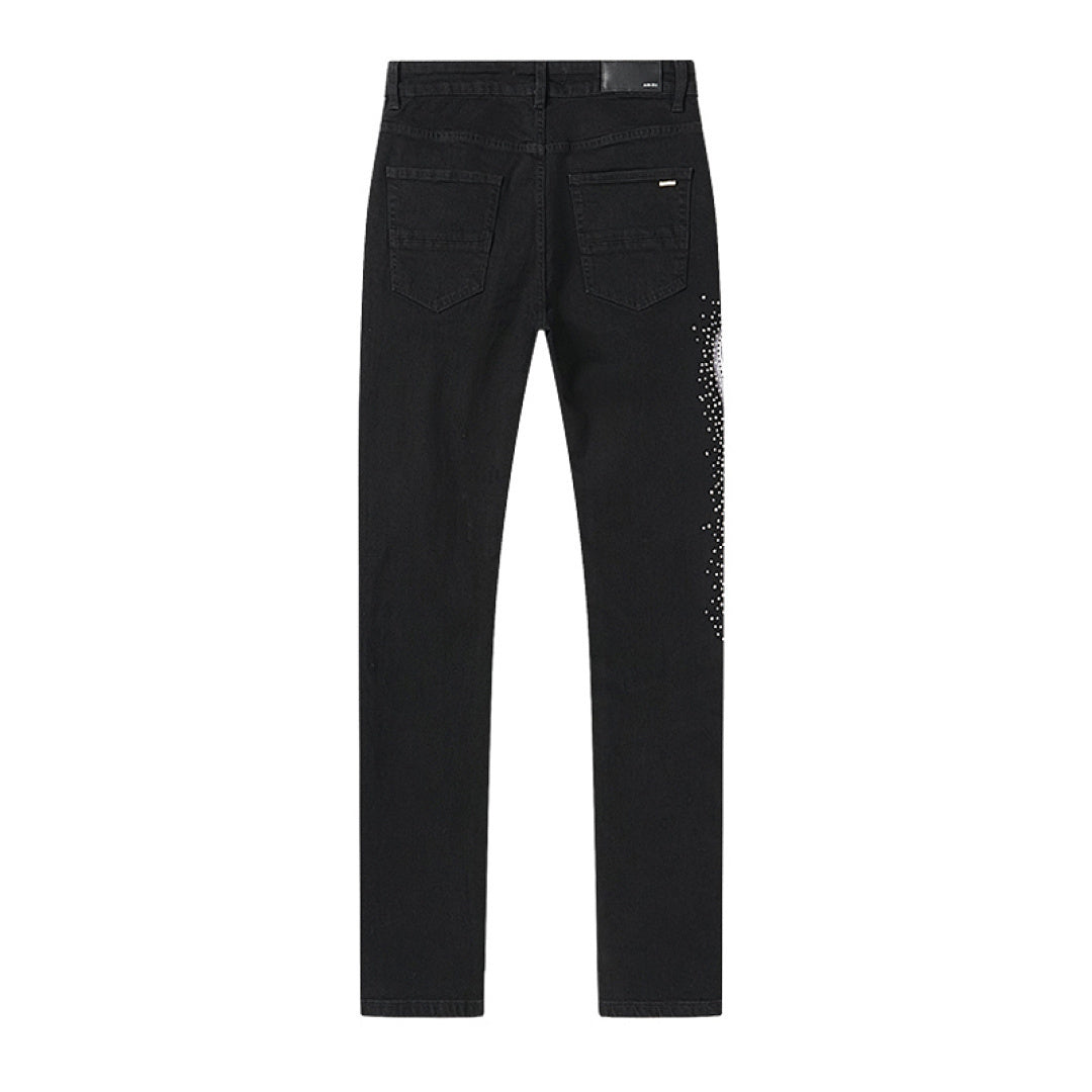 Amiri rhinestone-embellished black jeans