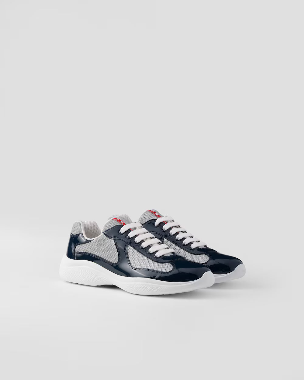 Red/Silver Patent leather and technical fabric Prada America's Cup sneakers