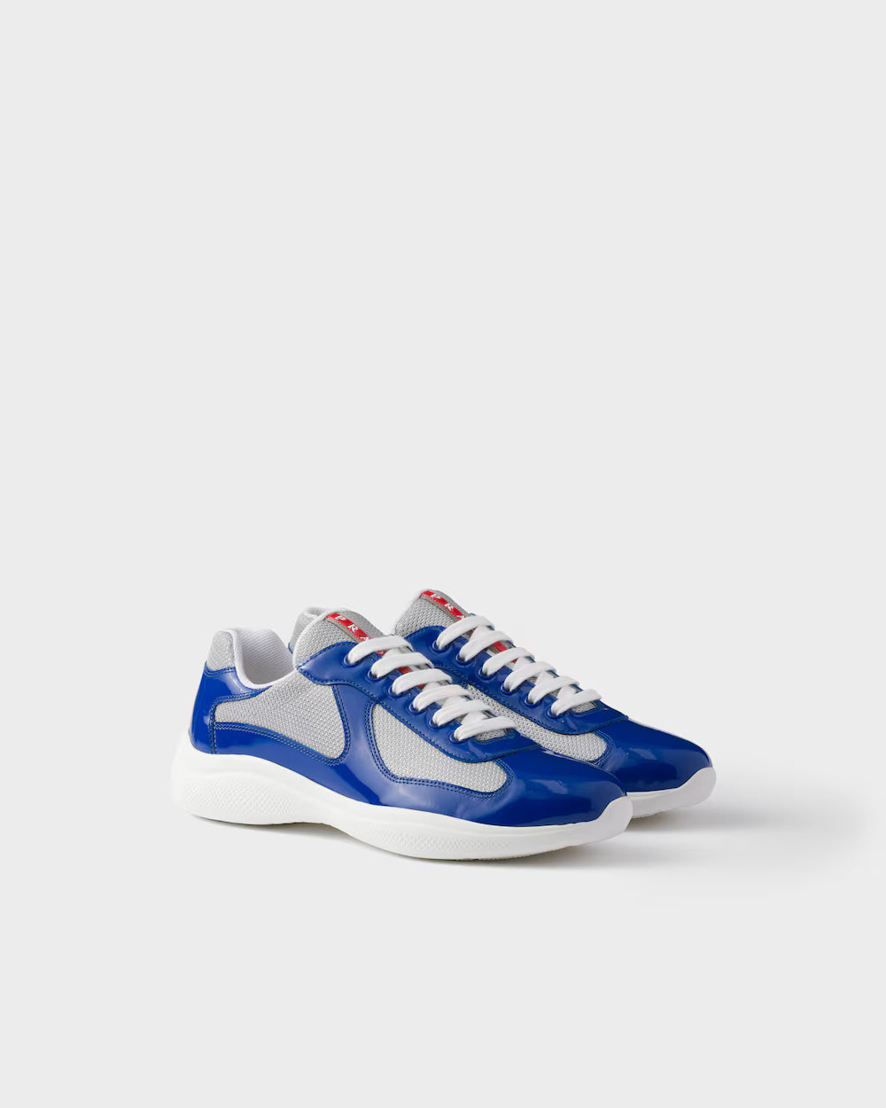 Cobalt Blue/Silver Patent leather and technical fabric Prada America's Cup sneakers