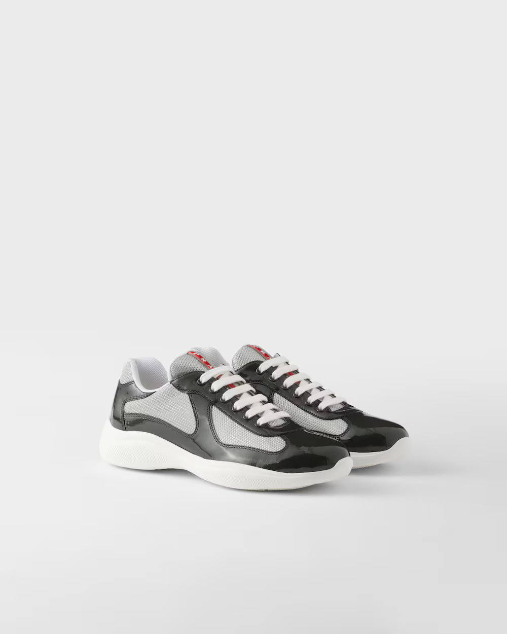 Anthracite Gray/Silver Patent leather and technical fabric Prada America's Cup sneakers