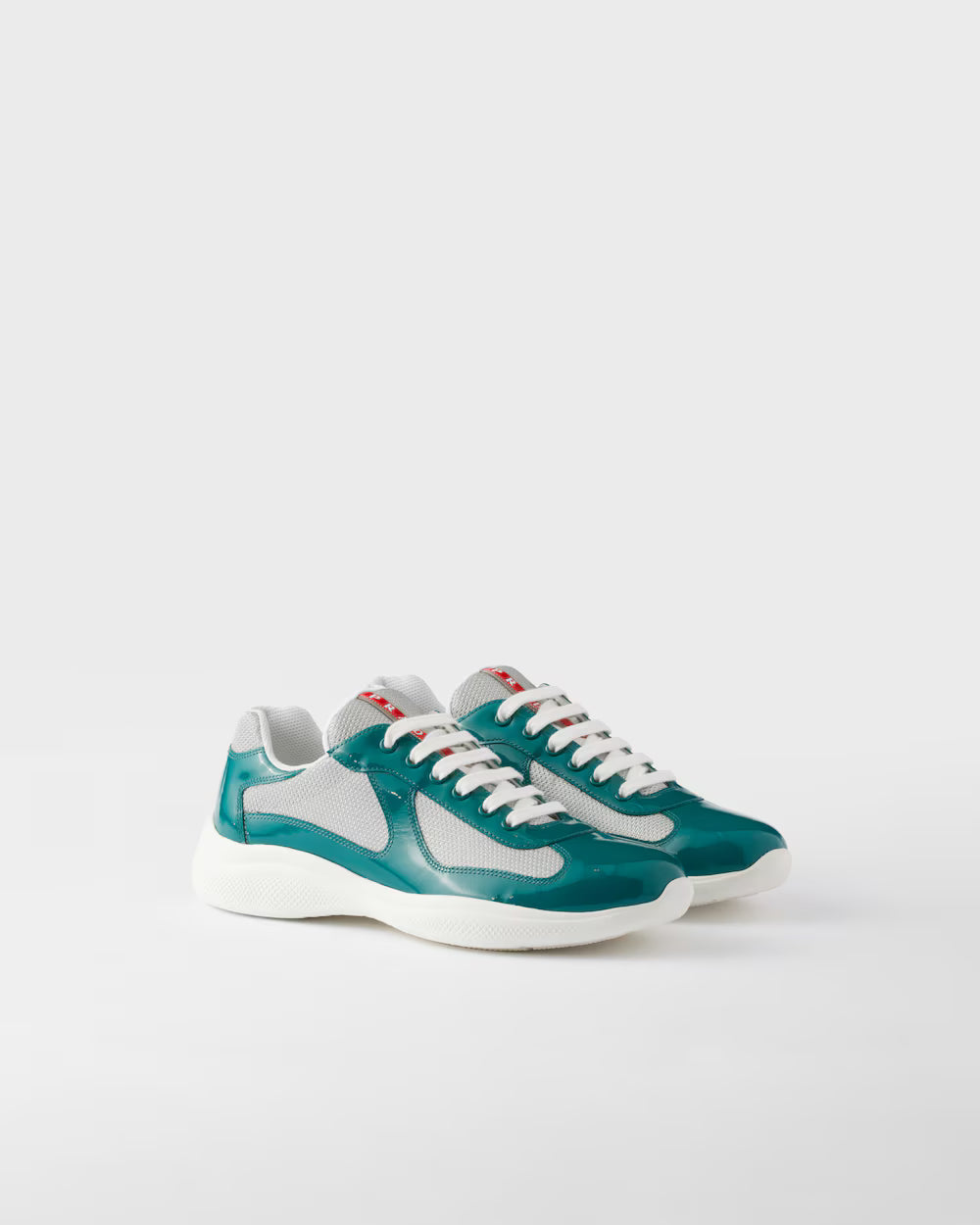 Lagoon Blue/Silver Patent leather and technical fabric Prada America's Cup sneakers