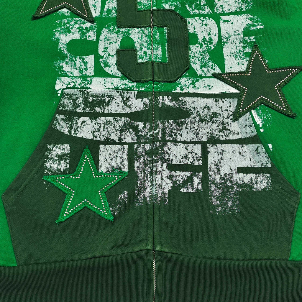 Sp5der Triple 5 Stitch Zip Up Hoodie Green