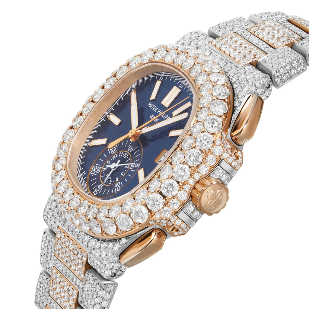 Blue Face Gold Silver Patek Moissanite