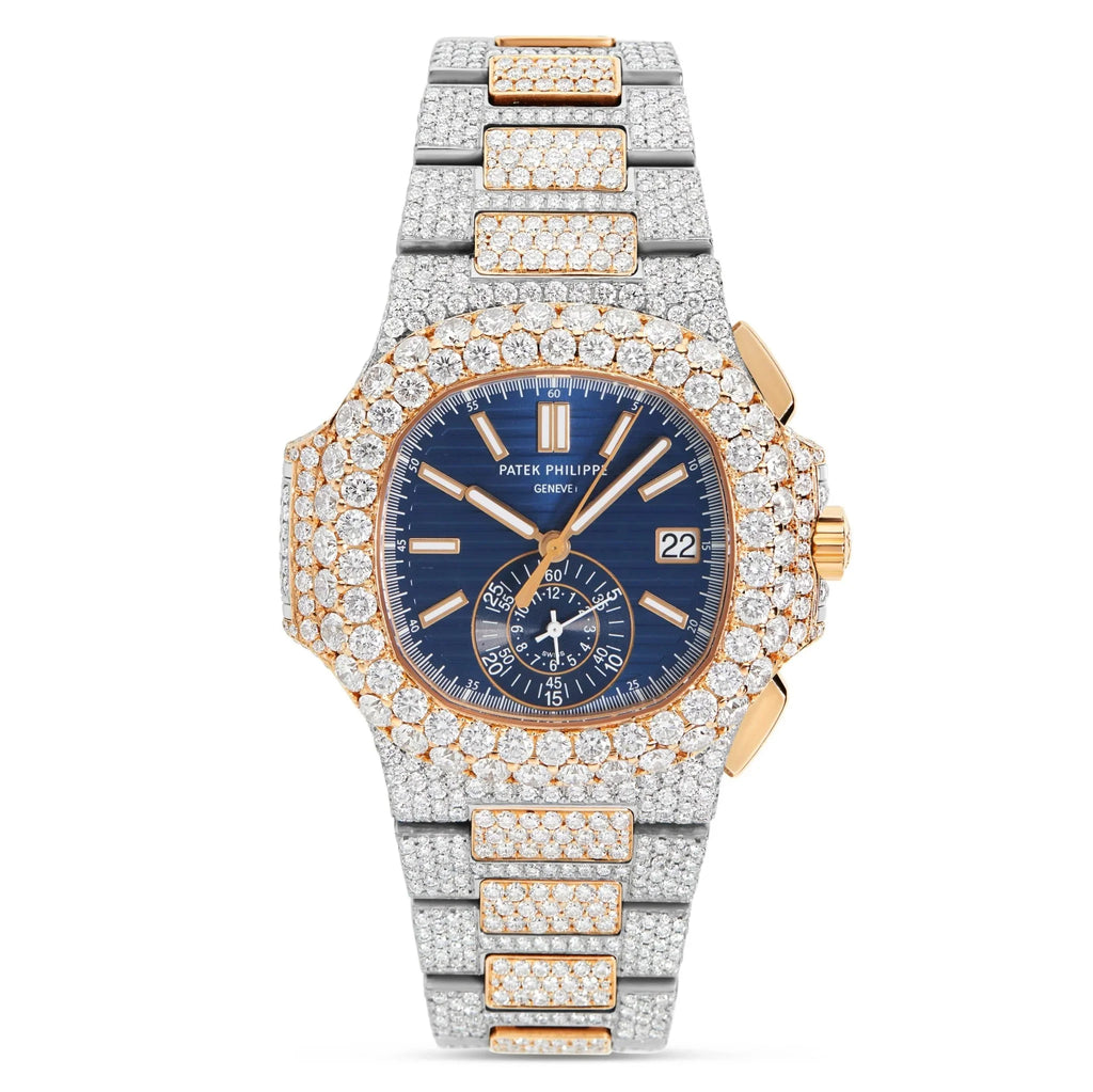 Blue Face Gold Silver Patek Moissanite