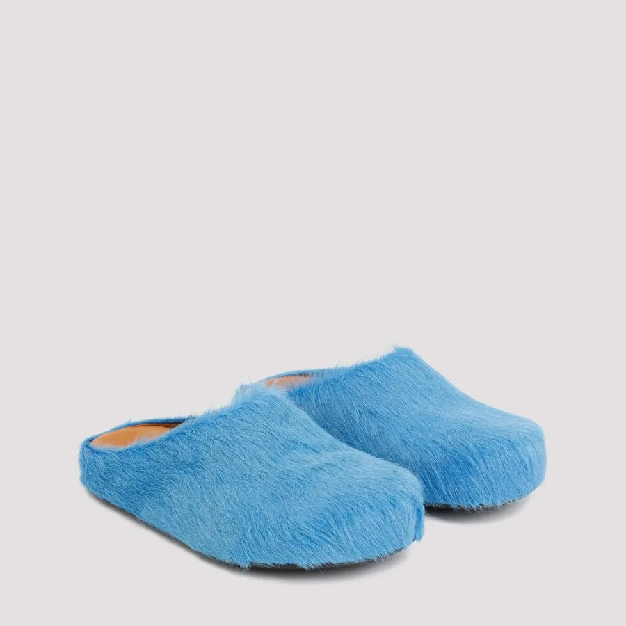 Blue Fussbett calf-hair slippers